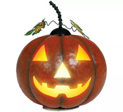Zucca Metallizzata Arancione con Luce 16 cm