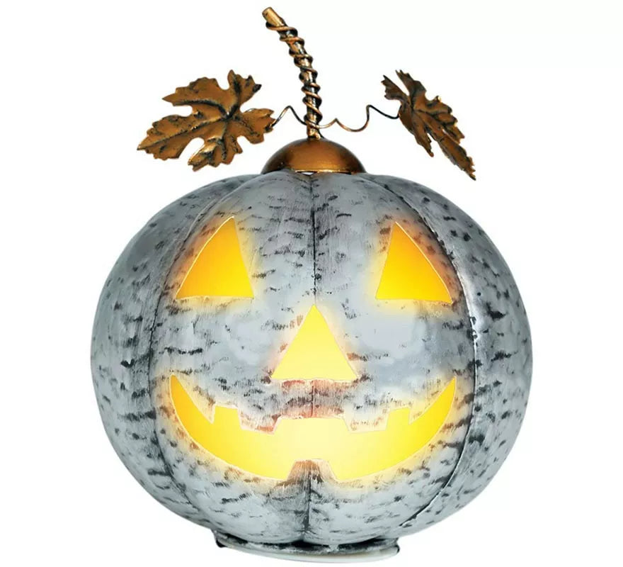 Translation missing: it.Calabaza Metálica plata con Luz 16 cm