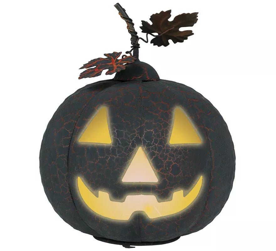 Translation missing: it.Calabaza negra y naranja de Metal con Luz de 20 cm