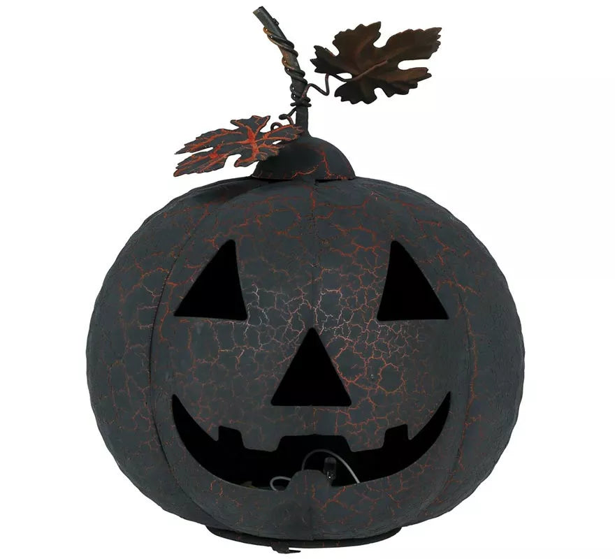 Translation missing: it.Calabaza negra y naranja de Metal con Luz de 20 cm