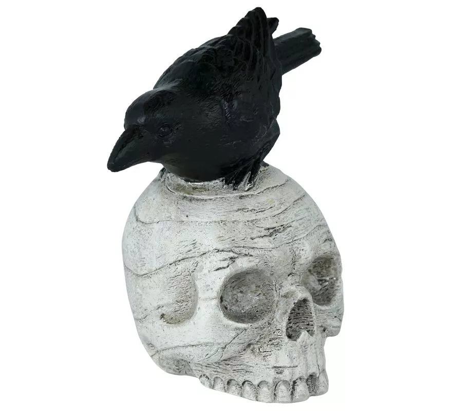 Translation missing: it.Calavera con Cuervo de Resina de 14x9 cm