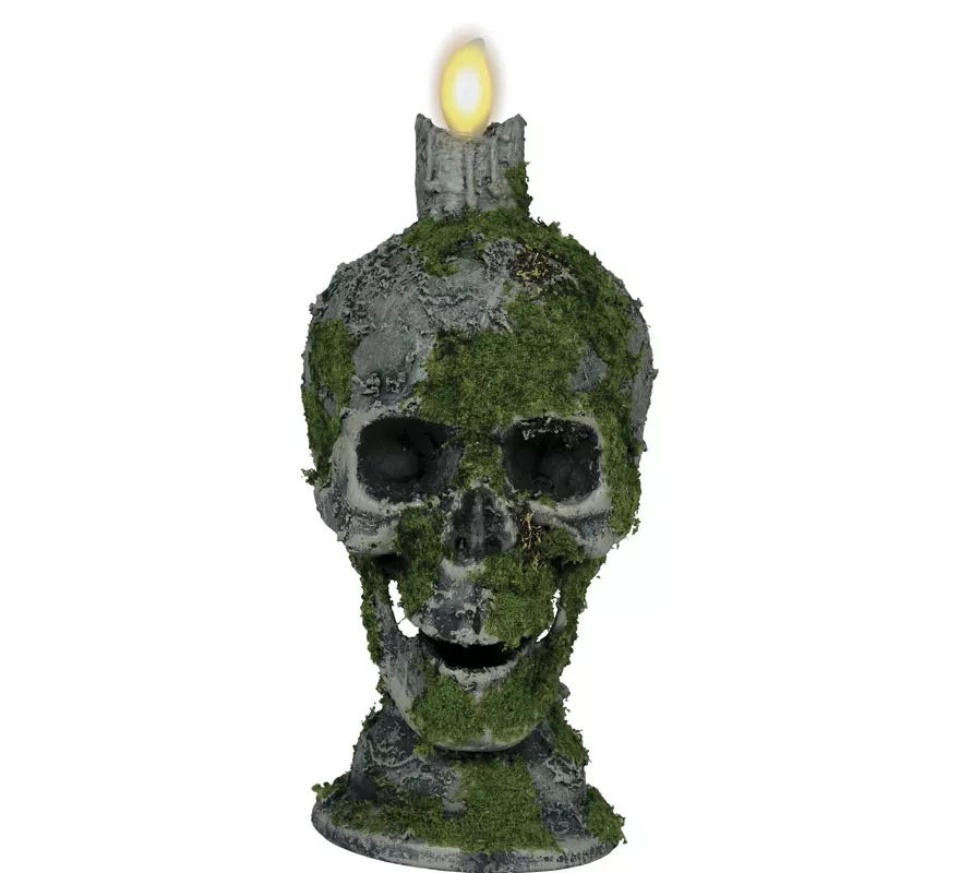 Translation missing: it.Calavera con Vela y Musgo con Luz de 35 cm