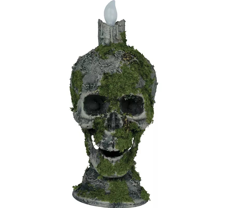 Translation missing: it.Calavera con Vela y Musgo con Luz de 35 cm