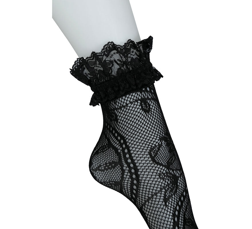 Calcetín con encaje corto negro adulto