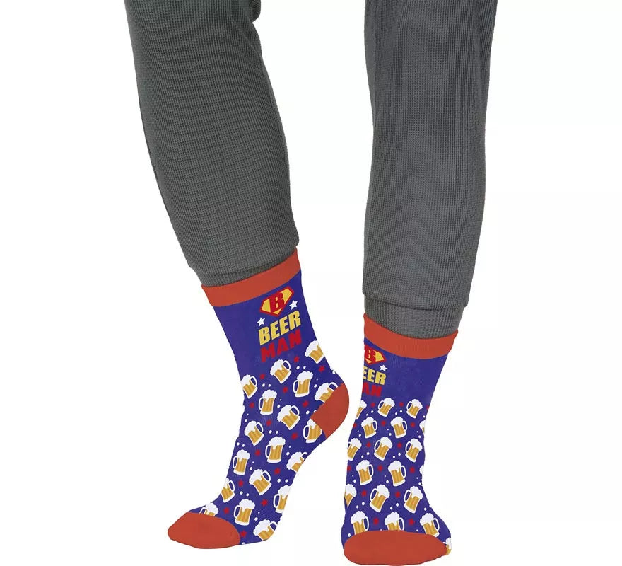 Translation missing: it.Calcetines azules BeerMan para adultos