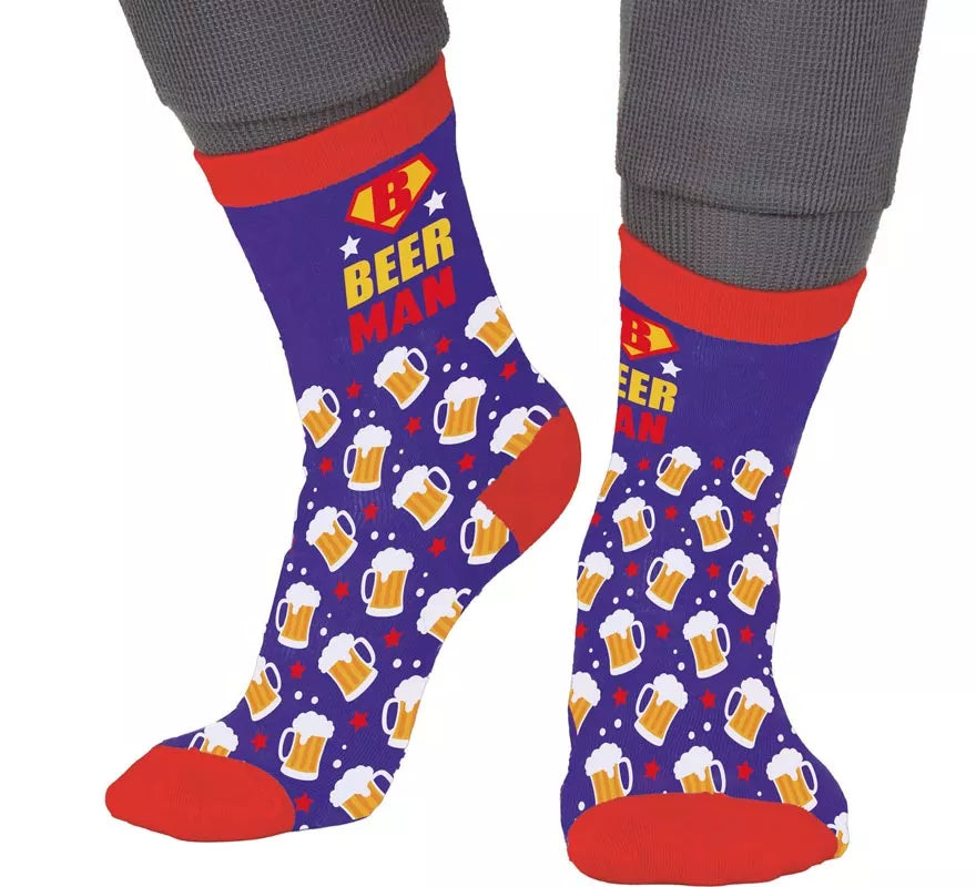 Translation missing: it.Calcetines azules BeerMan para adultos