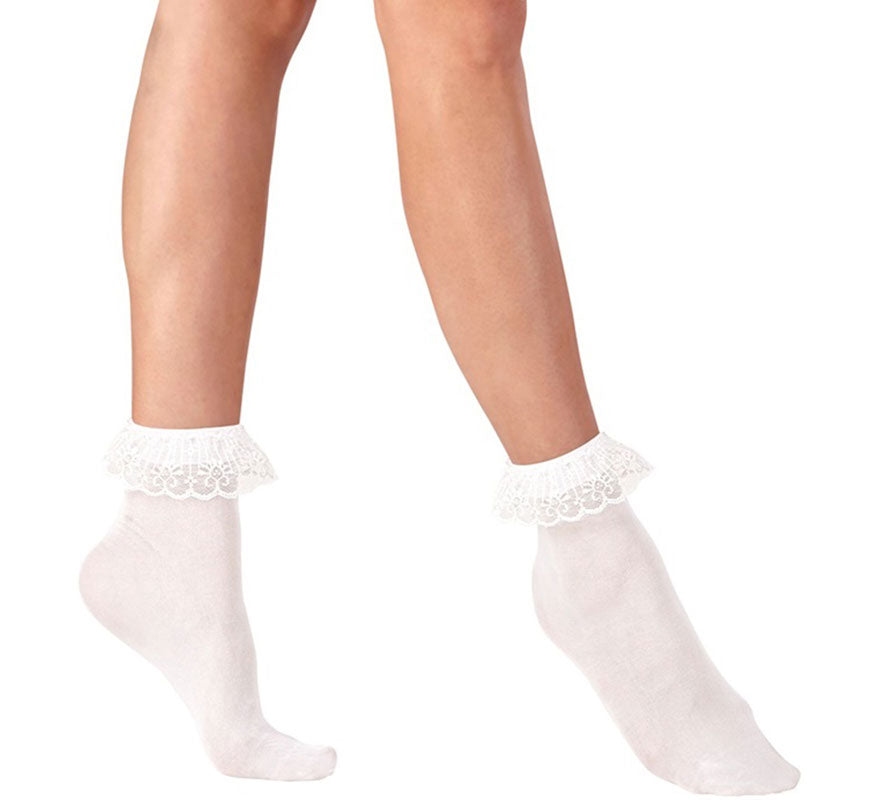 Translation missing: es.Calcetines blancos con Volante de Encaje de 70 DEN