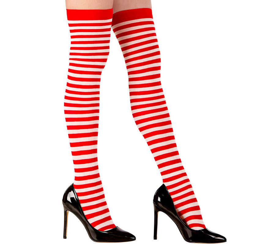 Translation missing: it.Calcetines Largos con Rayas Blancas y Rojas de 70 Deniers para mujer