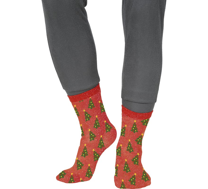 Translation missing: es.Calcetines Navideños Arboles con Purpurina en números del 22 al 41