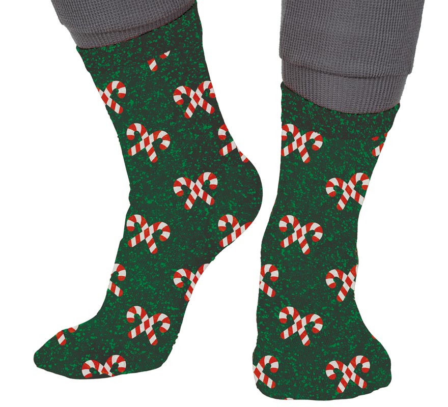 Translation missing: es.Calcetines Navideños Bastones con Purpurina en números del 22 al 41