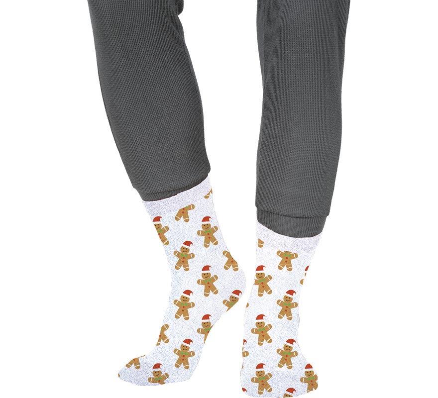 Translation missing: it.Calcetines Navideños Galleta Jengibre con Purpurina en números del 22 al 41