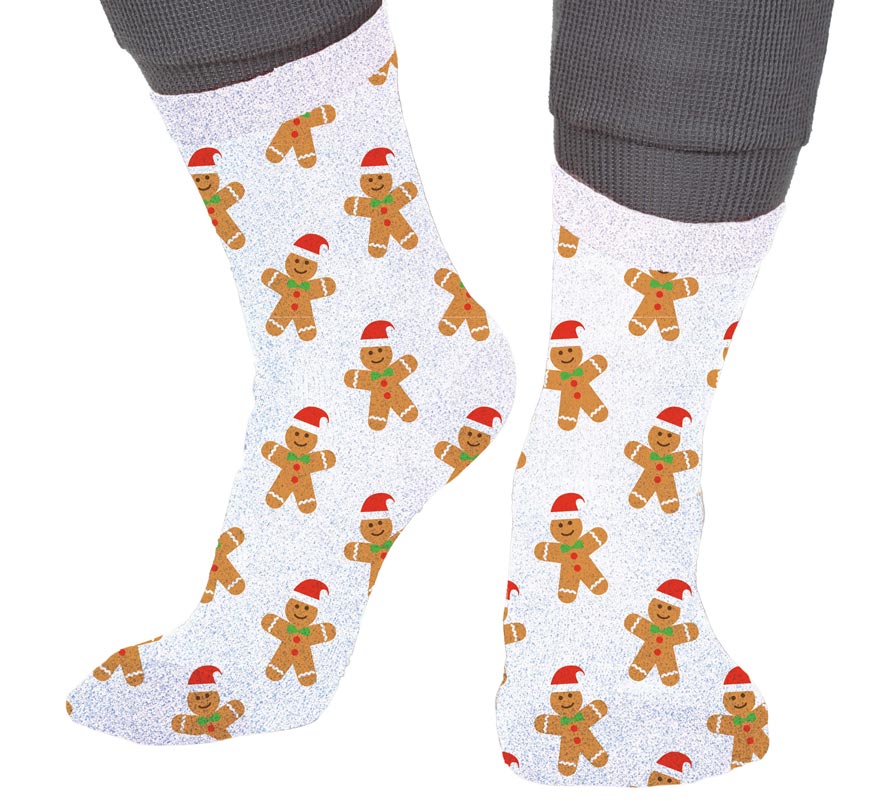 Translation missing: it.Calcetines Navideños Galleta Jengibre con Purpurina en números del 22 al 41