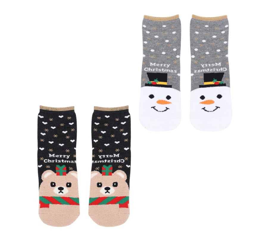 Translation missing: it.Calcetines Navideños Muñeco de nieve y Oso en modelos surtidos adulto