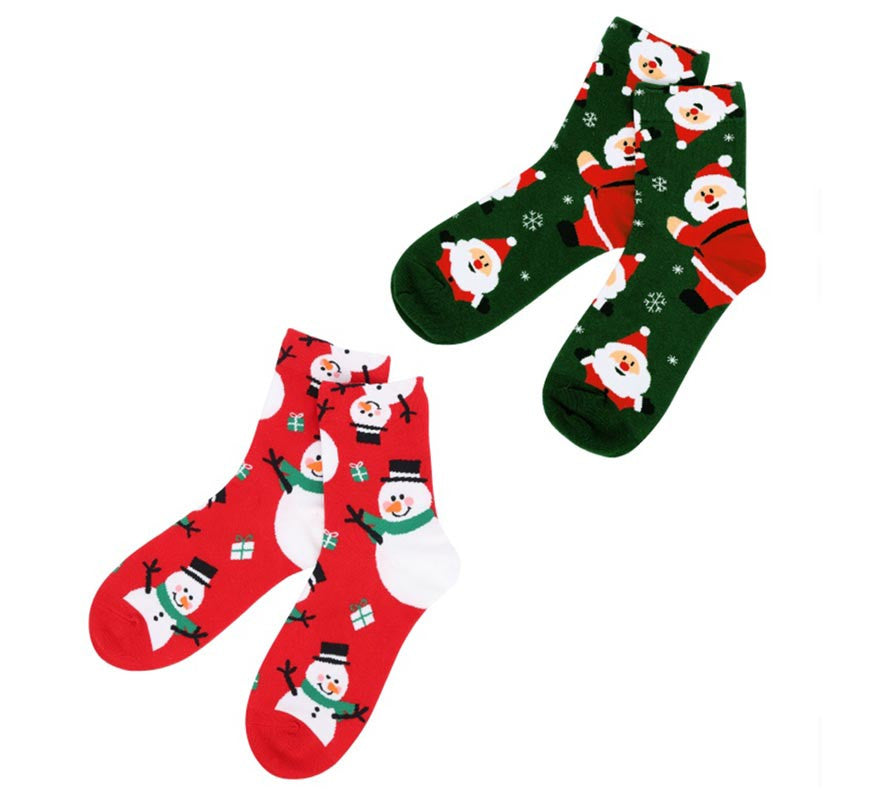 Translation missing: it.Calcetines Navideños Papá Noel y Muñeco de nieve en modelos surtidos adulto