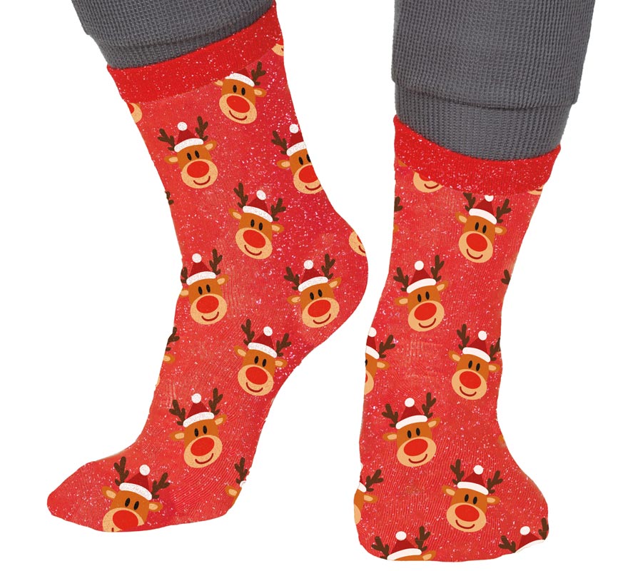 Translation missing: it.Calcetines Navideños Renos con Purpurina en números del 22 al 41