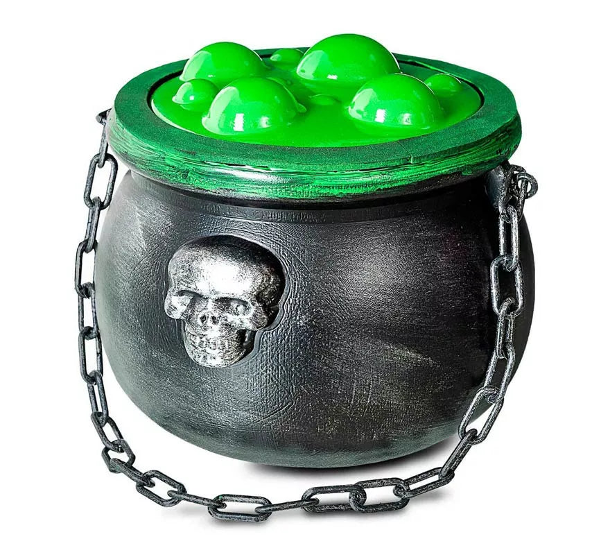 Translation missing: es.Caldero de bruja con poción verde simulada de 20x17x36 cm