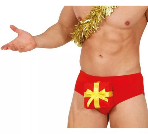 Calzoncillo de Regalo de Navidad rojo adulto