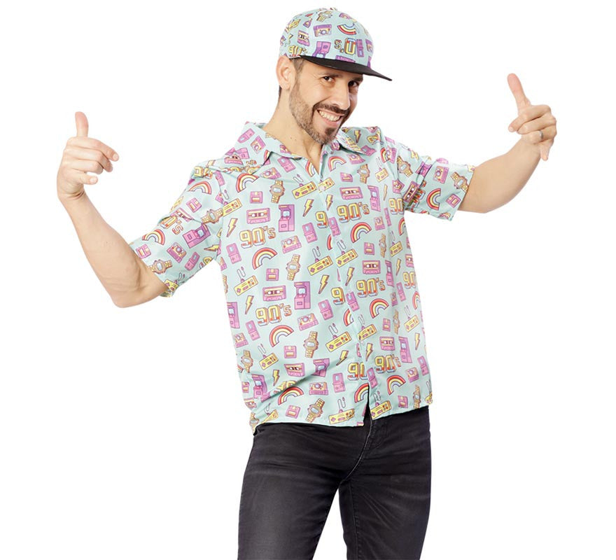 Translation missing: es.Camisa de los Años 90 azul para hombre