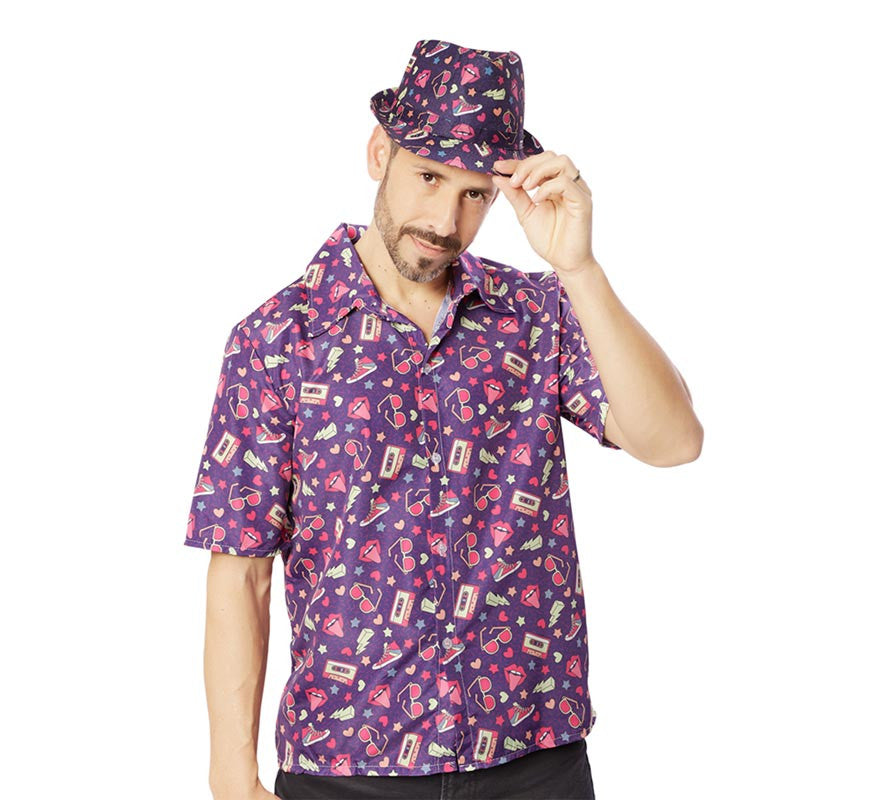 Translation missing: es.Camisa de los Años 90 lila para hombre