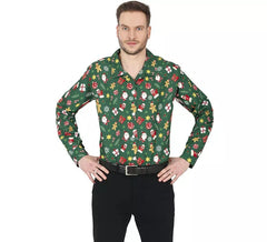 Camicia natalizia verde stampata da uomo