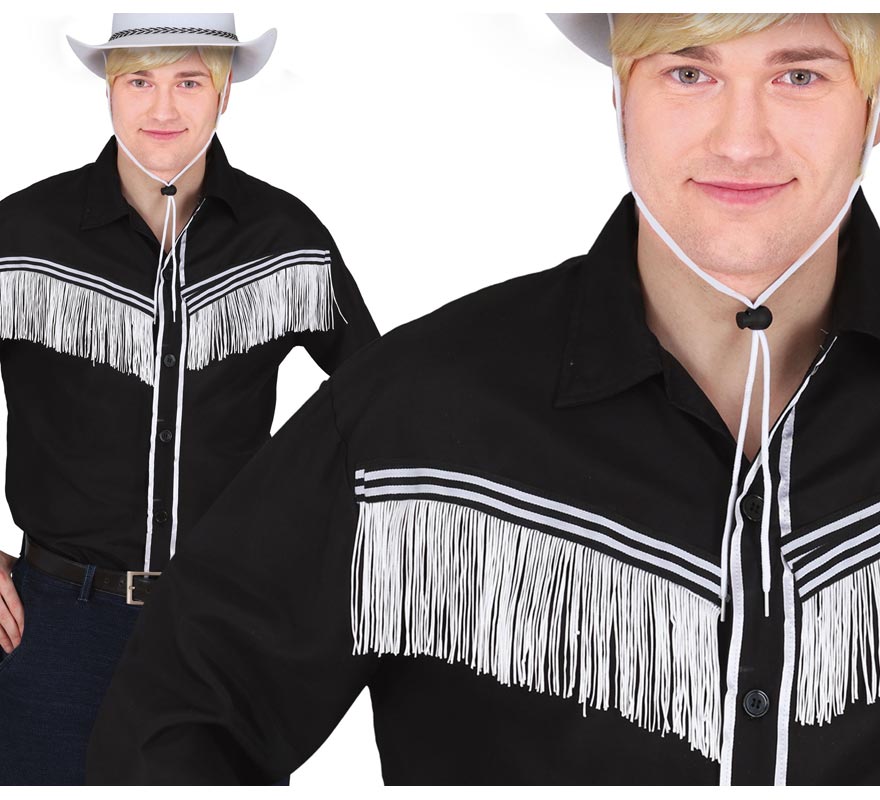 Translation missing: it.Camisa de Vaquero negro con flecos adulto
