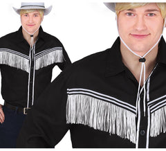 Camicia da cowboy nera per adulto con frange