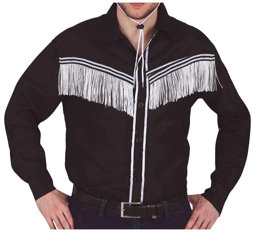 Translation missing: it.Camisa de Vaquero negro con flecos adulto