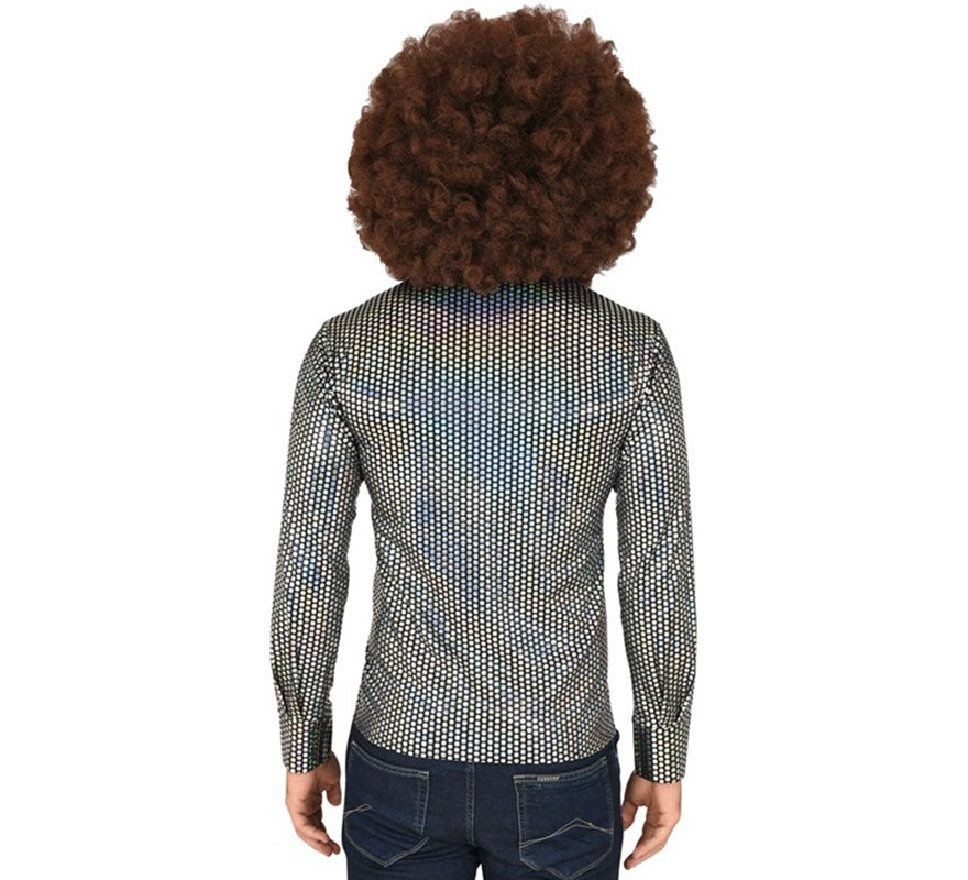 Translation missing: it.Camisa Disco Años 70 plateada para hombre