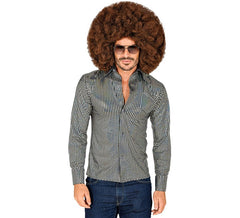 Camicia da uomo in stile disco anni '70 color argento
