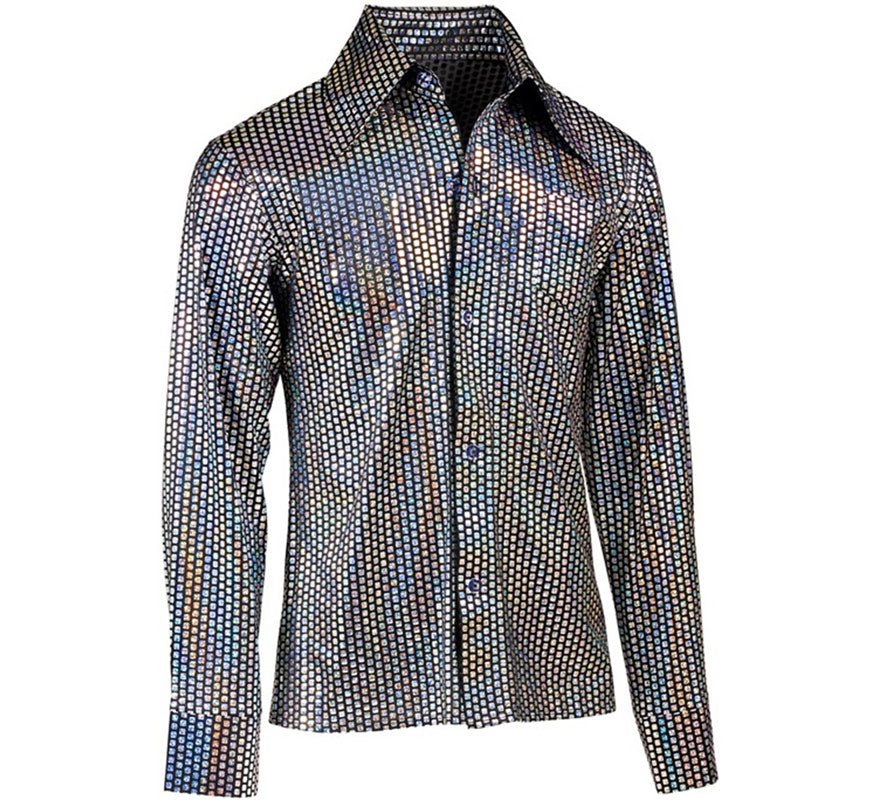 Translation missing: it.Camisa Disco Años 70 plateada para hombre