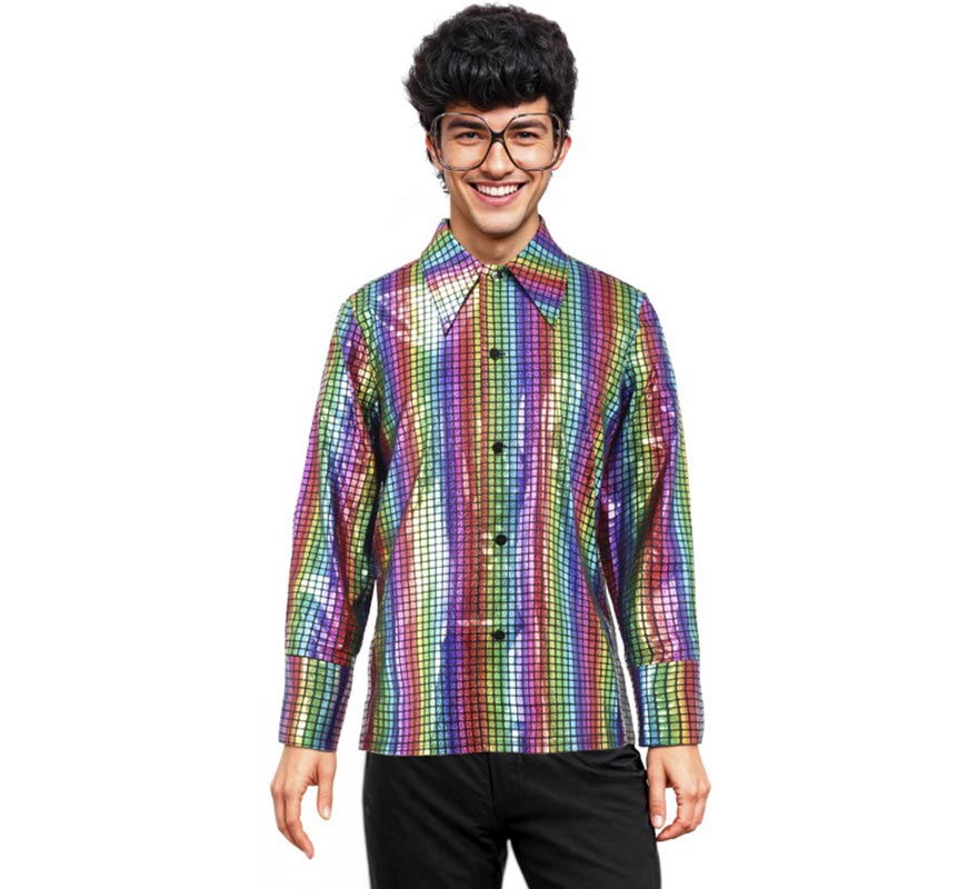 Translation missing: it.Camisa Disco Bling Arcoíris para hombre