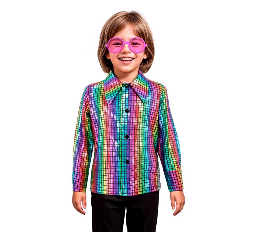 Camisa Disco Bling Arcoíris para niño