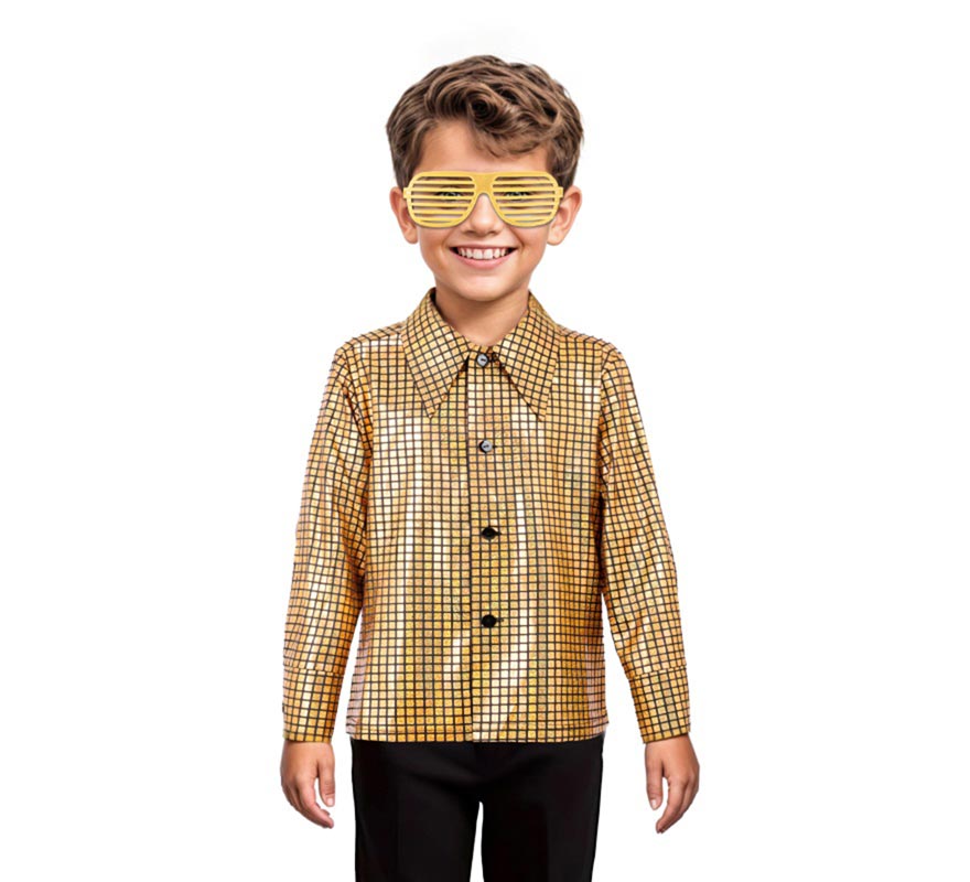 Translation missing: it.Camisa Disco Bling dorada para niño