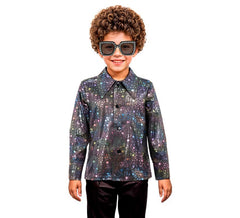Camicia da discoteca nera con stelle per ragazzi