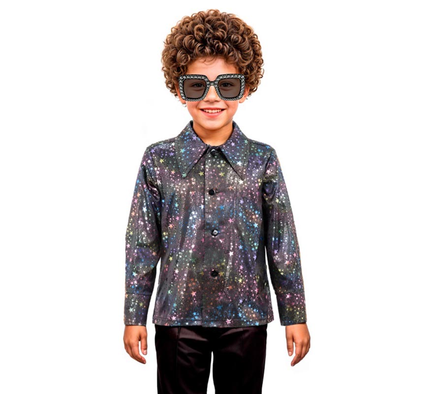 Translation missing: it.Camisa Disco Bling negro con estrellas para niño
