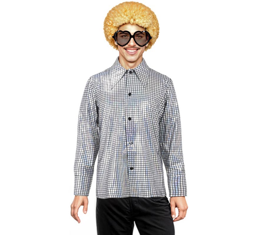 Translation missing: it.Camisa Disco Bling plateada para hombre