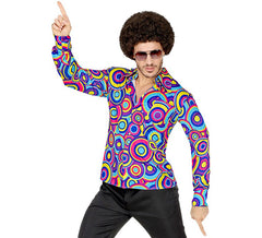 Camicia da uomo con stampa anni '70 in stile disco