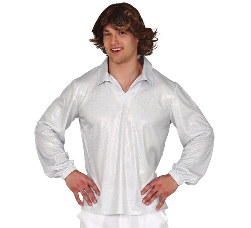 Translation missing: es.Camisa Disco Plateada para Hombre