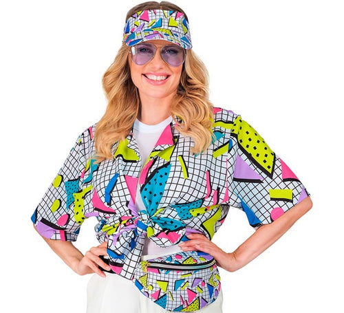 Camisa Estampada Años 80 blanca para adultos