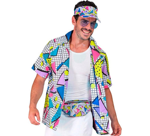 Camisa Estampada Años 80 blanca para adultos