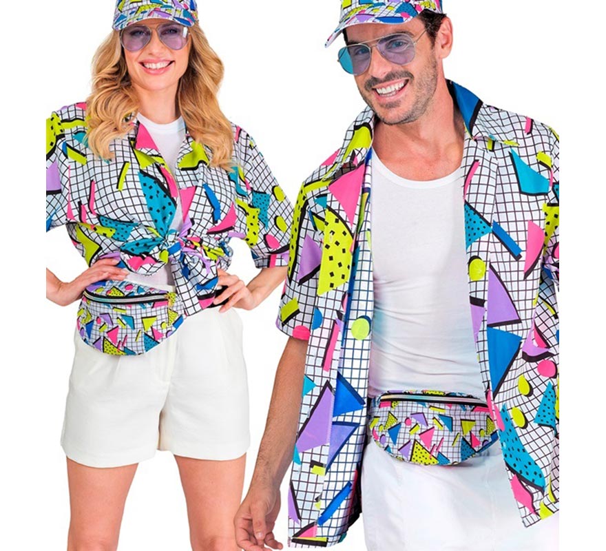 Translation missing: es.Camisa Estampada Años 80 blanca para adultos