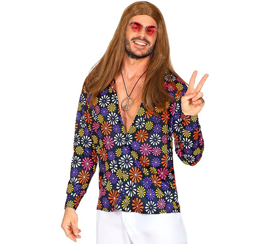Translation missing: it.Camisa Estampada de Hippie de los Años 70 con Flores para hombre