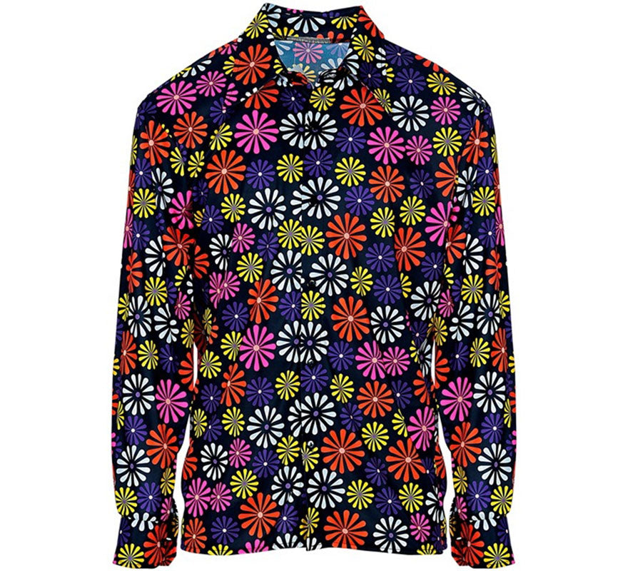 Translation missing: es.Camisa Estampada de Hippie de los Años 70 con Flores para hombre
