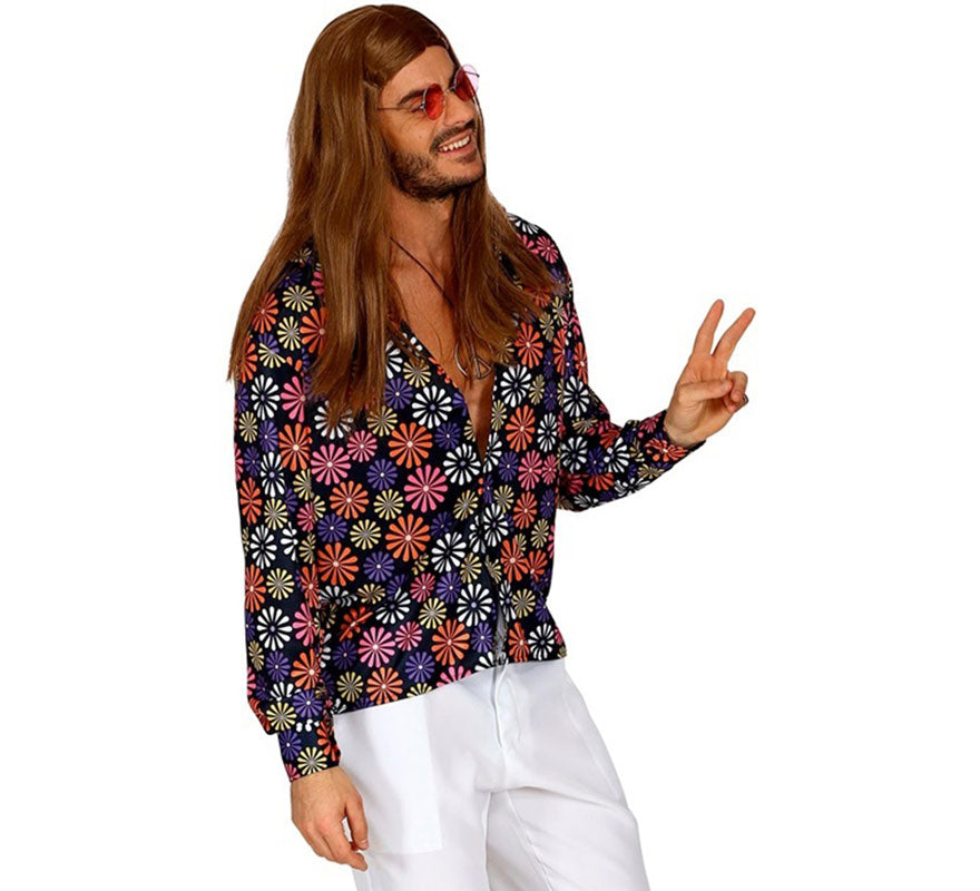 Translation missing: es.Camisa Estampada de Hippie de los Años 70 con Flores para hombre