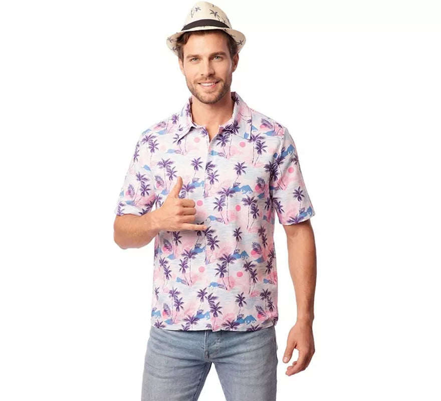 Translation missing: it.Camisa Hawaiana estampado morado adulto
