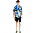 Camisa Hawaiana Palmeras azul para hombre