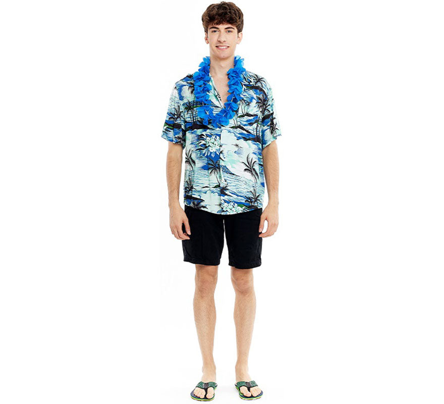 Translation missing: it.Camisa Hawaiana Palmeras azul para hombre