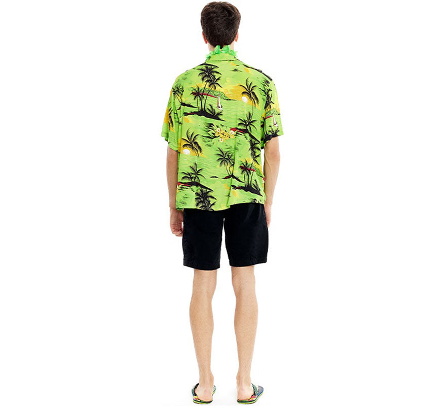 Translation missing: es.Camisa Hawaiana Palmeras verde para hombre