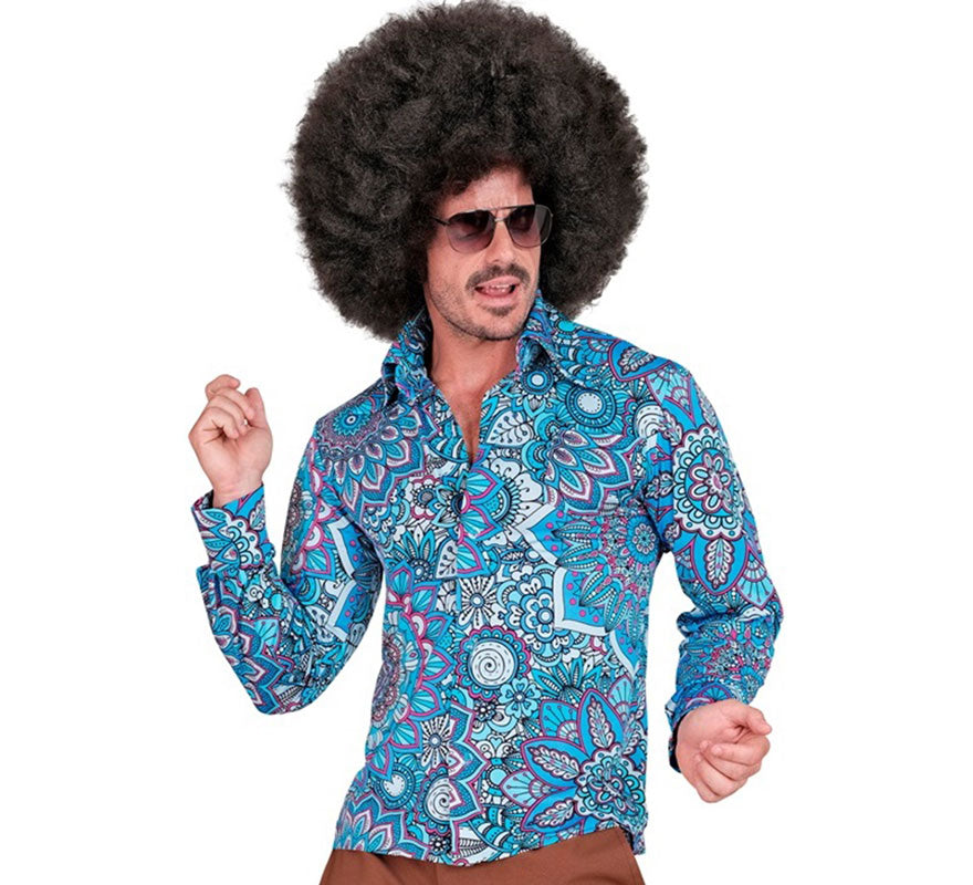 Translation missing: it.Camisa Hippie de los Años 60 azul para hombre