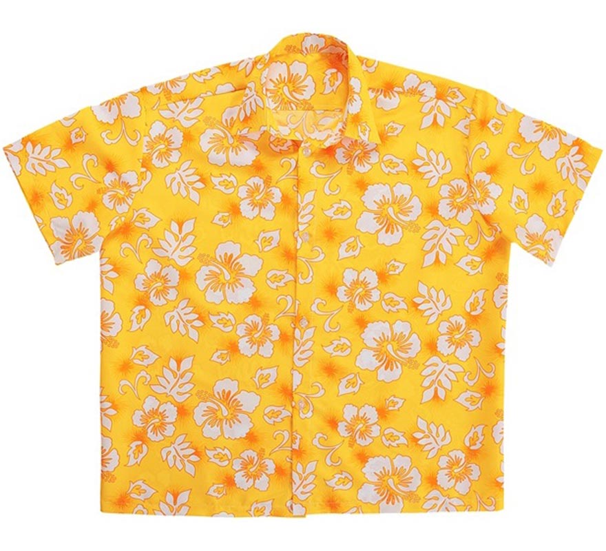 Translation missing: it.Camisa manga corta Hawaiana con Flores amarilla para hombre